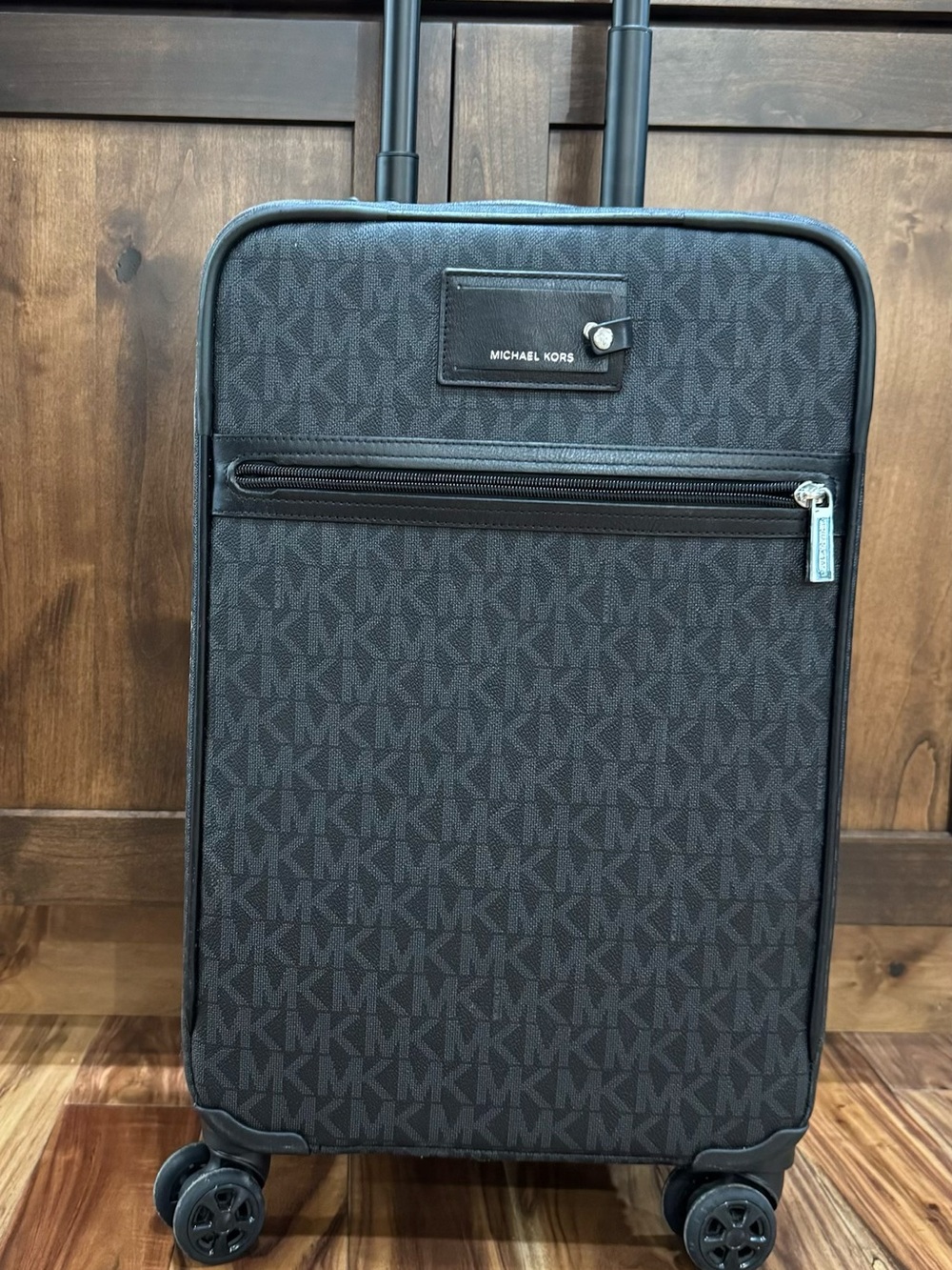 Authentic Michael Kors Black MK Monogram Spinner Carry-On